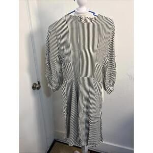 New Make Roxbury Striped Dress Sz 1 Made In France Cupro Tie A Line Pockets